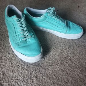 Baby blue leather vans
